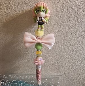 Anime Character Pen with Pink and Green Accents
